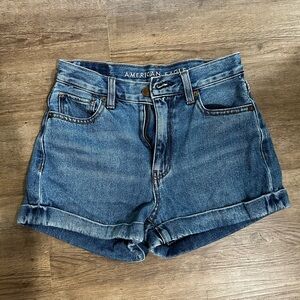 American Eagle Mid Wash High Waisted Mom Shorts